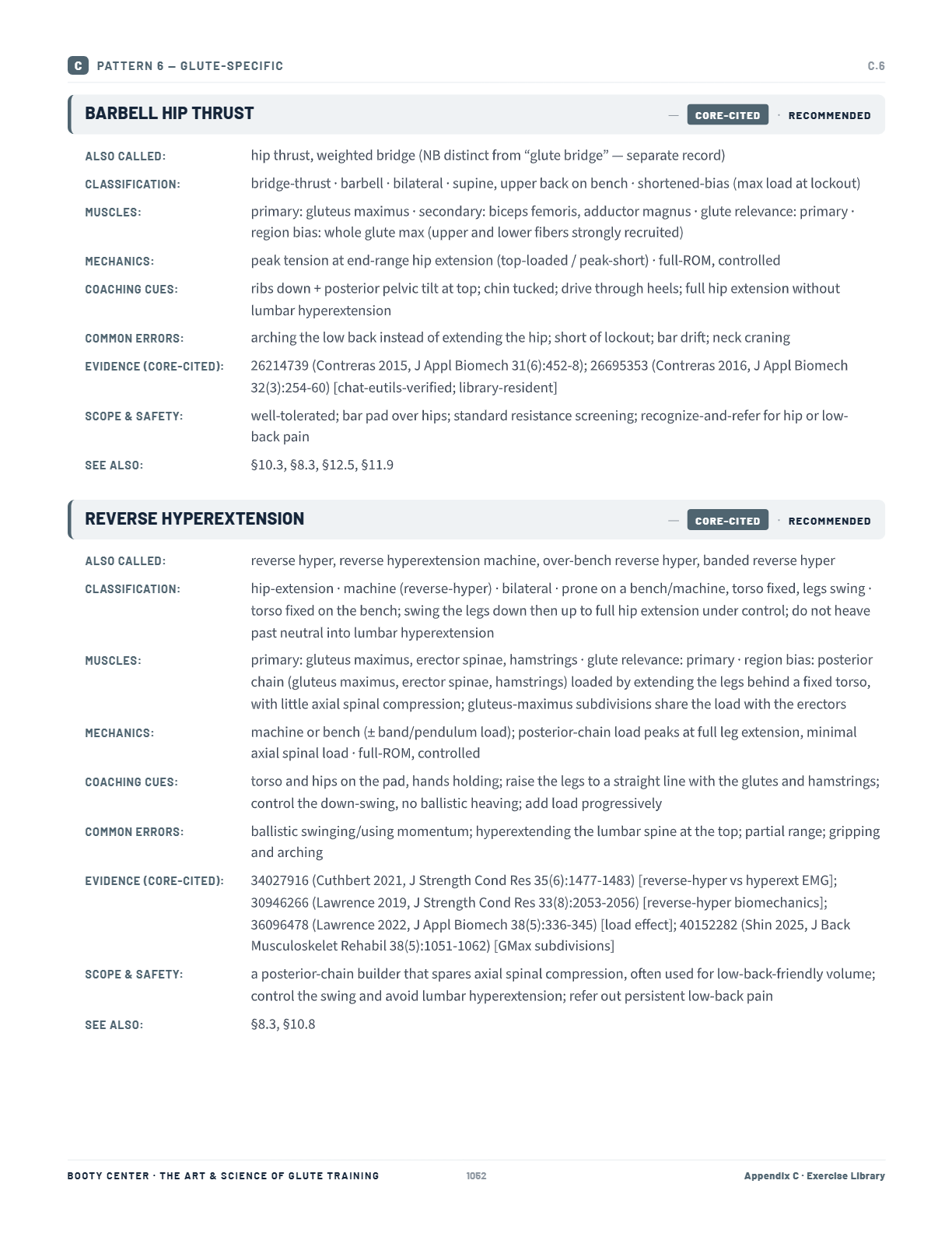 One evidence-graded exercise record page from the course text