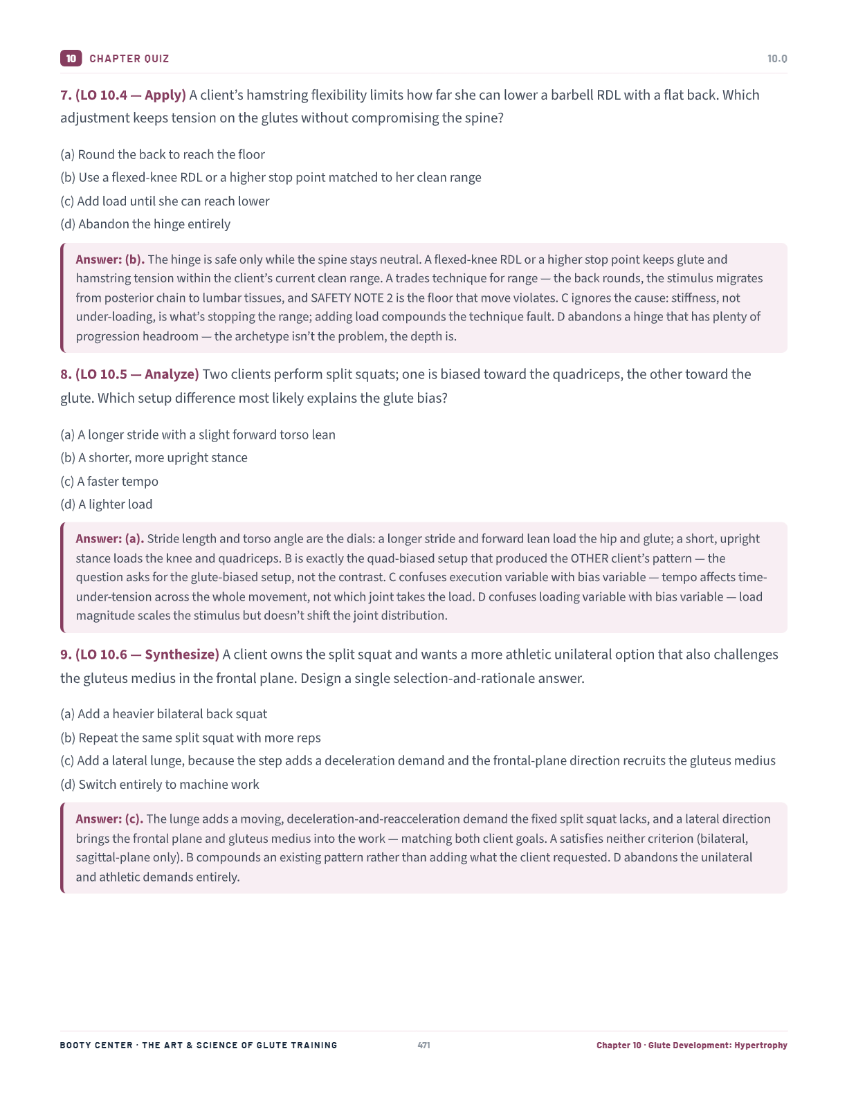 A chapter quiz question with its answer explanation