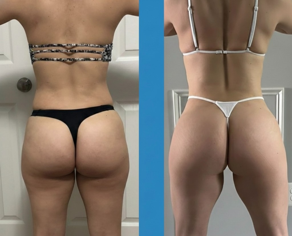 Client back-view before and after