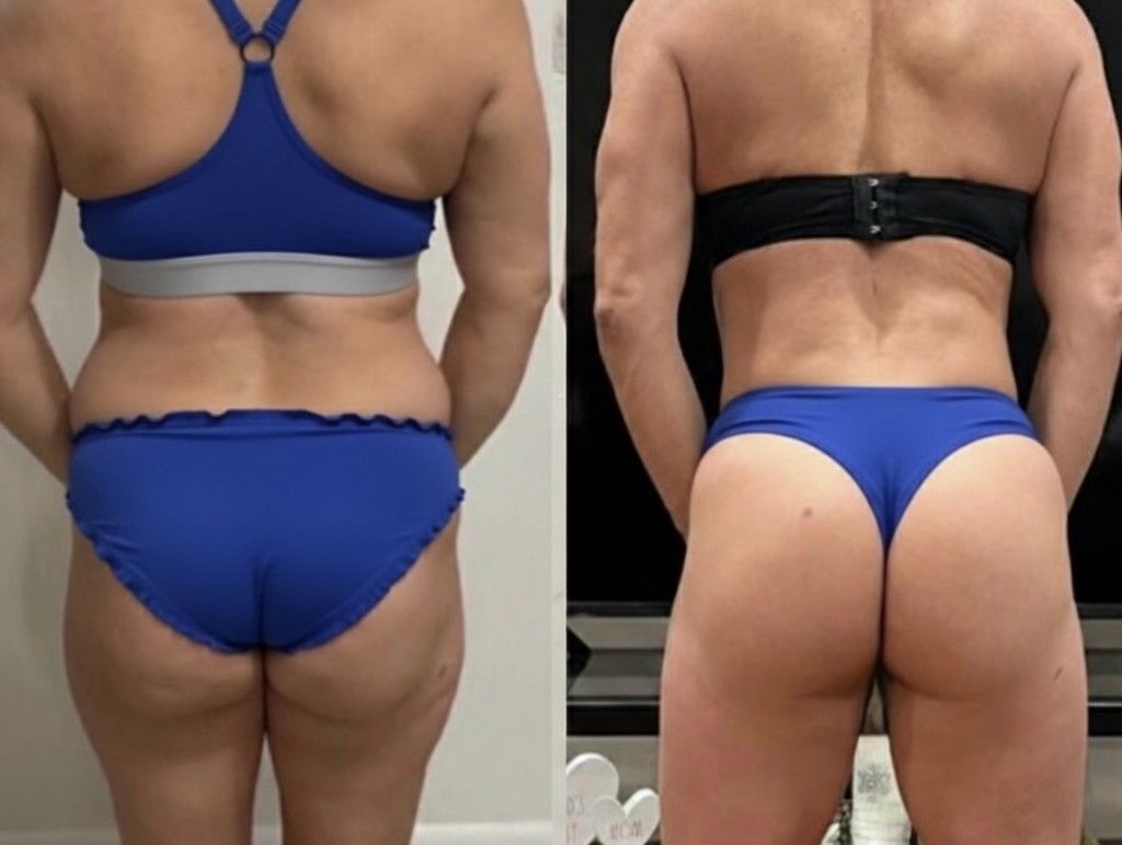 Client back-view before and after