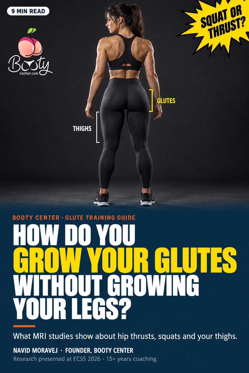 Cover: How do you grow your glutes without growing your legs? Booty Center glute training guide, 9 minute read