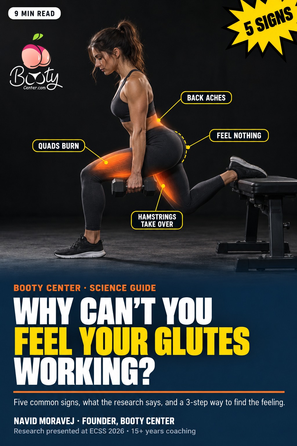 Cover: Why can't you feel your glutes working? Booty Center science guide, 5 signs, 9 minute read